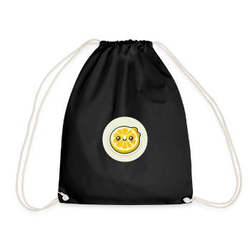Yellow lemon slice with face - Drawstring Bag - black - Front
