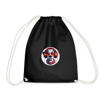 Dalmatian dog with glasses and headphones - Drawstring Bag - black - Front