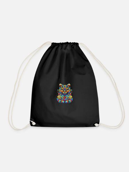 Feline Mystic - Drawstring Bag - black