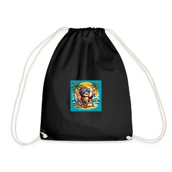 Singe sur la plage - Sac de sport léger - noir - Devant