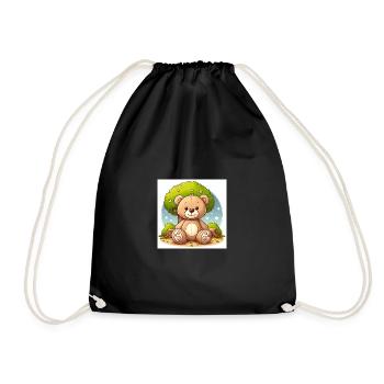 Ours en peluche devant un arbre - Sac de sport léger - noir - Devant