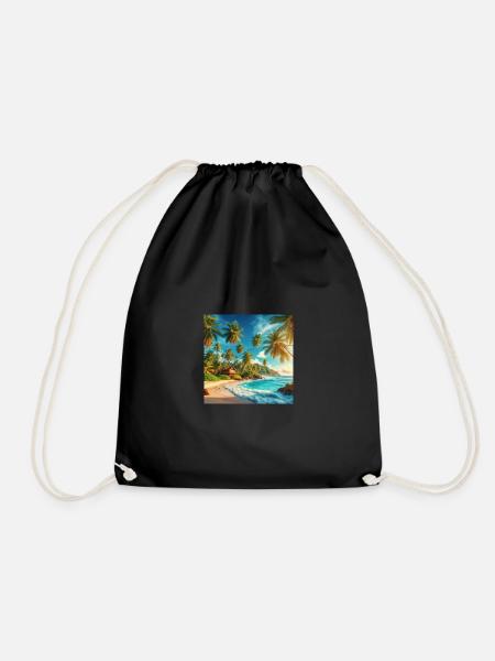 Paradise on the island - Drawstring Bag - black