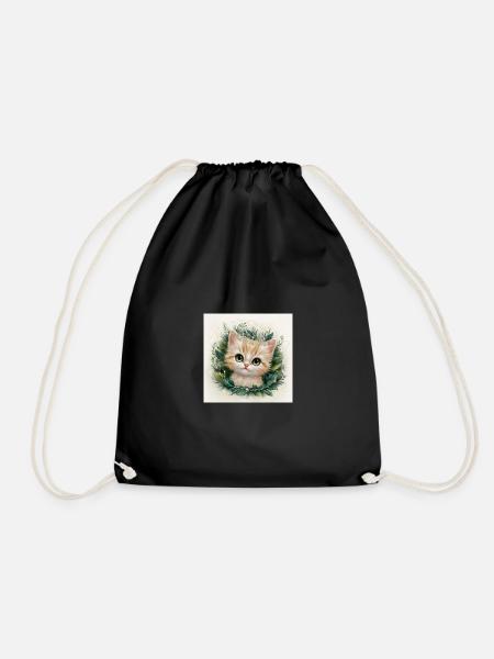 kitty - Drawstring Bag - black