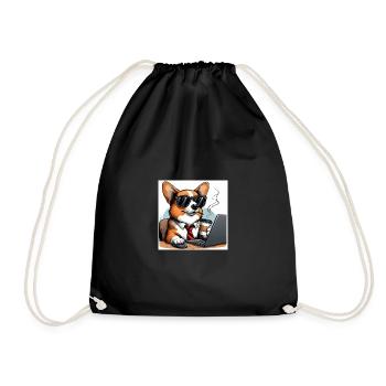 Office Corgi Design - Turnbeutel - Schwarz - Vorne