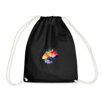 Éventail aquarelle éclatant - Sac de sport léger - noir - Devant