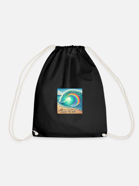 Wave Journey Rainbow Swirl - Drawstring Bag - black