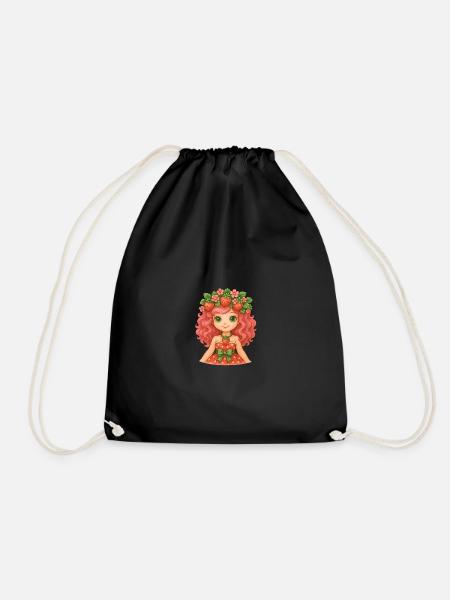 Strawberry girl power! 🍓 - Drawstring Bag - black