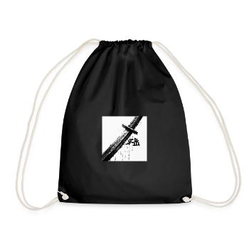 Close Up Of A Katana Sword With Raindrops And B - Drawstring Bag - black - Front