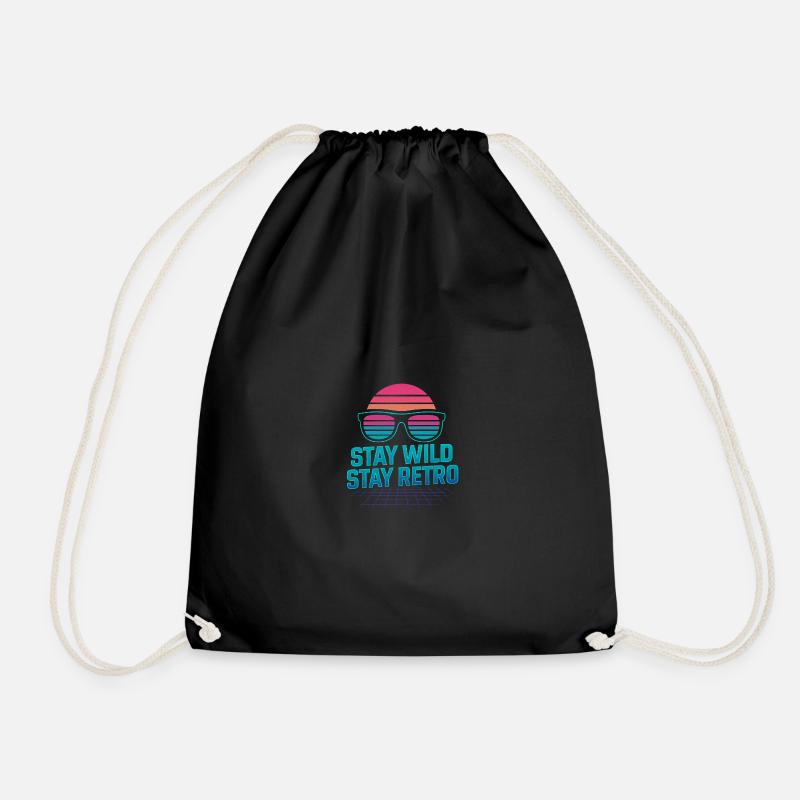Stay Wild Stay Retro Neon - Drawstring Bag - black