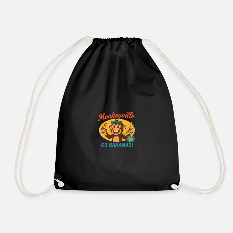 Monkey - Monkeyville - Drawstring Bag - black