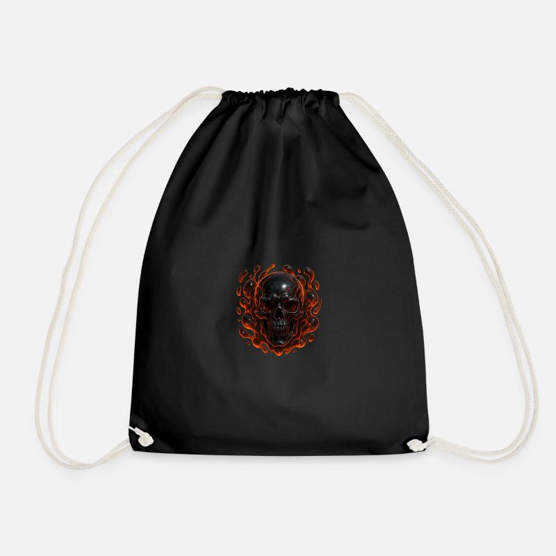 Flammender Totenkopf - Turnbeutel - Schwarz