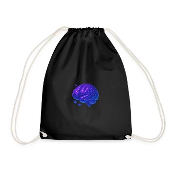 3D Brain Molecular Blue Purple - Drawstring Bag - black - Front