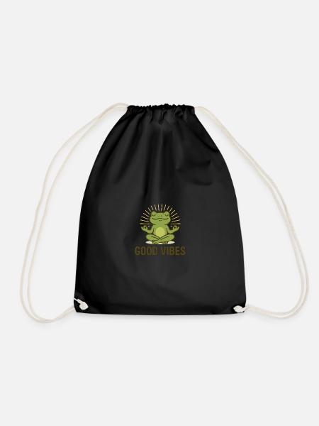 Positive Vibes – Meditierender Frosch im Zen-Modus - Turnbeutel - Schwarz