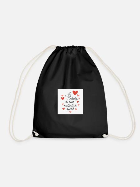 Love message with heart motifs - Drawstring Bag - black