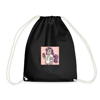 Communicative Unicorn with Book and Smartphone - Drawstring Bag - black - Front