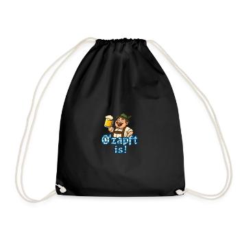 O’zapft is Volksfest, Lustiges Bayern & Bier Shirt - Turnbeutel - Schwarz - Vorne