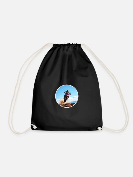 Motocross colour logo - White - Drawstring Bag - black