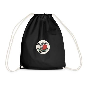 Tischtennis Retro Schlaeger - Turnbeutel - Schwarz - Vorne