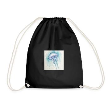 Aquarelle de Méduse, Bleu Océan - Sac de sport léger - noir - Devant