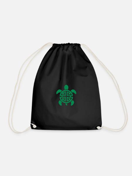 Geometrische Glück Schildkröte Muster Grün - Turnbeutel - Schwarz