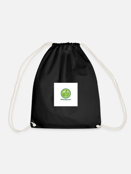 Plantpower Green Thumb Logo - Drawstring Bag - black