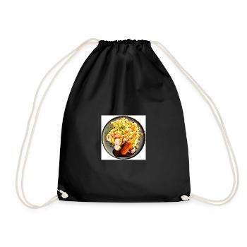 Dish with sausage and mashed potatoes - Drawstring Bag - black - Front
