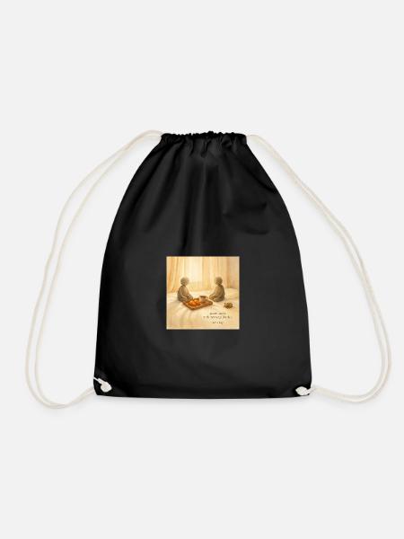Morning Peace Breakfast Tray - Drawstring Bag - black