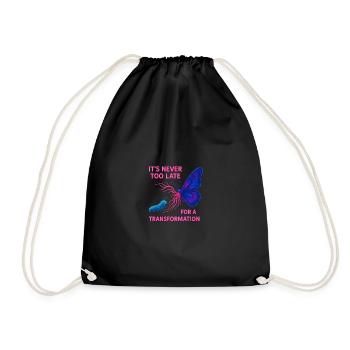 Neon Butterfly – It's Never Too Late - Drawstring Bag - black - Front