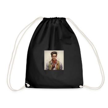 Vintage Glam Mann mit Seidenschal - Turnbeutel - Schwarz - Vorne