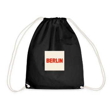 Berlin Bold Block Text - Drawstring Bag - black - Front