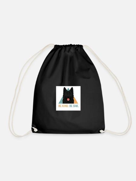 Be Kind Be Bak Dog Design - Drawstring Bag - black