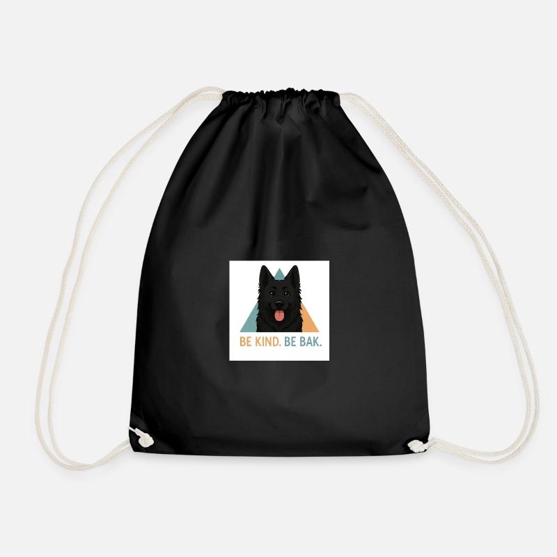 Be Kind Be Bak Dog Design - Drawstring Bag - black