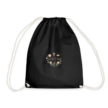Faith Flower Wreath Design - Drawstring Bag - black - Front