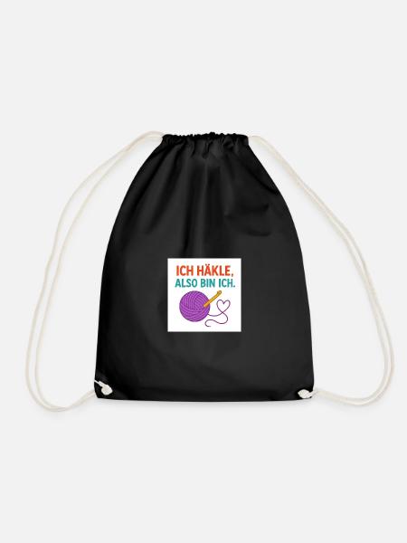 I crochet, therefore I am - Drawstring Bag - black