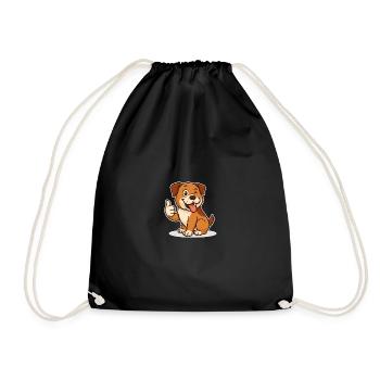 Happy Dog Thumbs Up - Drawstring Bag - black - Front