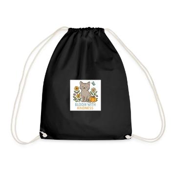 Cat-friendly floral splendour - Drawstring Bag - black - Front