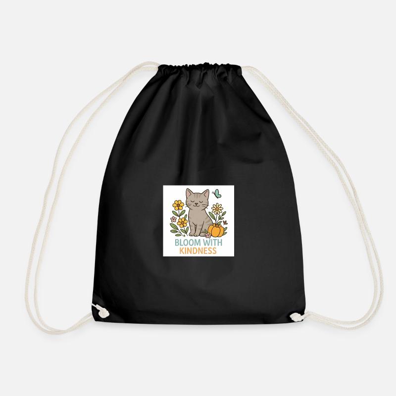 Cat-friendly floral splendour - Drawstring Bag - black