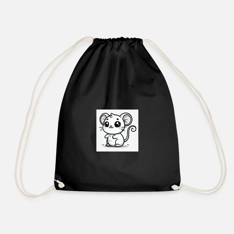 Kawaii-Maus Schwarz-Weiß - Turnbeutel - Schwarz