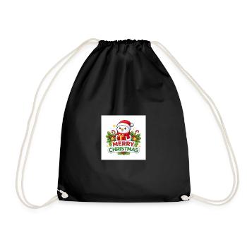 Schneemann mit Geschenk Weihnachtsspaß - Turnbeutel - Schwarz - Vorne