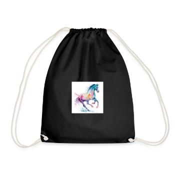 Regenbogen-Aquarellpferd - Turnbeutel - Schwarz - Vorne