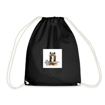 Watercolor Horse with Floral Crown - Drawstring Bag - black - Front