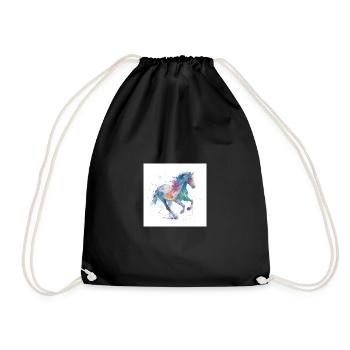 Cheval aquarelle au galop arc-en-ciel - Sac de sport léger - noir - Devant