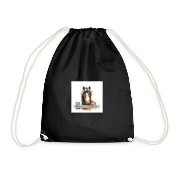 Watercolor Horse with Floral Crown - Drawstring Bag - black - Front