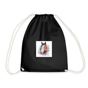 Portrait aquarelle de la fleur du cheval - Sac de sport léger - noir - Devant
