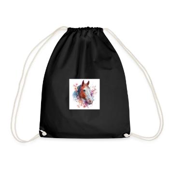 Cheval aquarelle florale - Sac de sport léger - noir - Devant