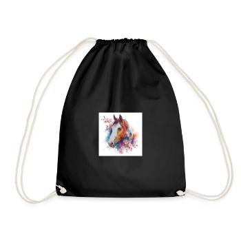Cheval aquarelle avec des fleurs - Sac de sport léger - noir - Devant