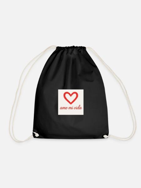 Love Heart Love My Life - Drawstring Bag - black