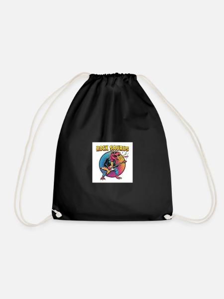 Rock Saurus Guitar Hero - Drawstring Bag - black