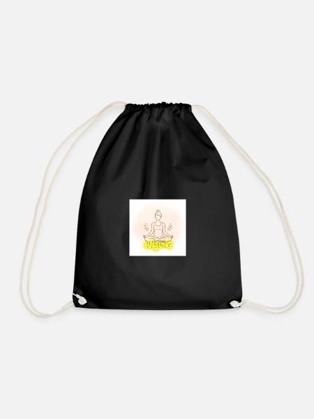 Posture Meditation Illustration - Drawstring Bag - black