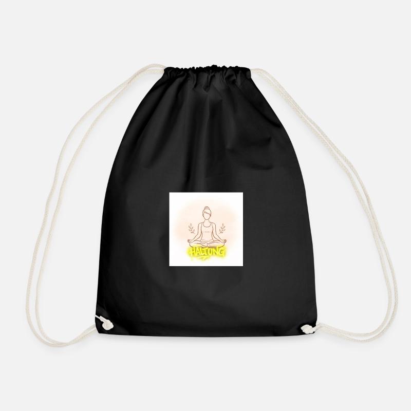 Posture Meditation Illustration - Drawstring Bag - black